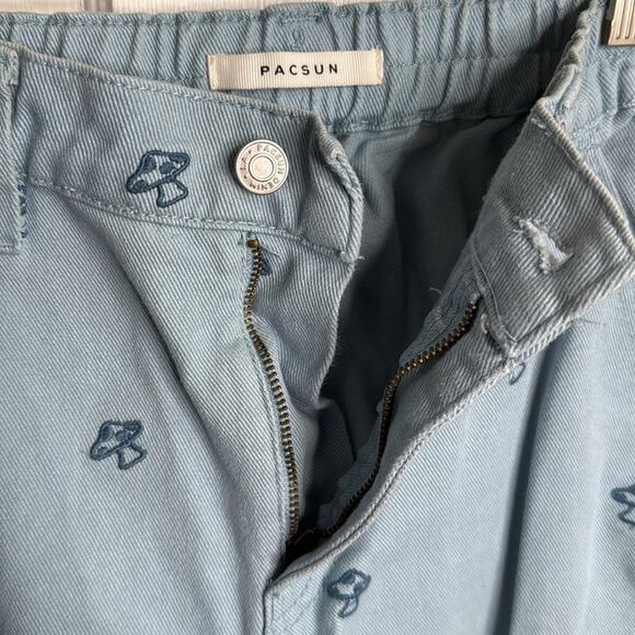 PACSUN Mushroom Embroidery Baggy Carpenter Wide-Leg Jeans W1756 Sz S - Picture 4 of 9